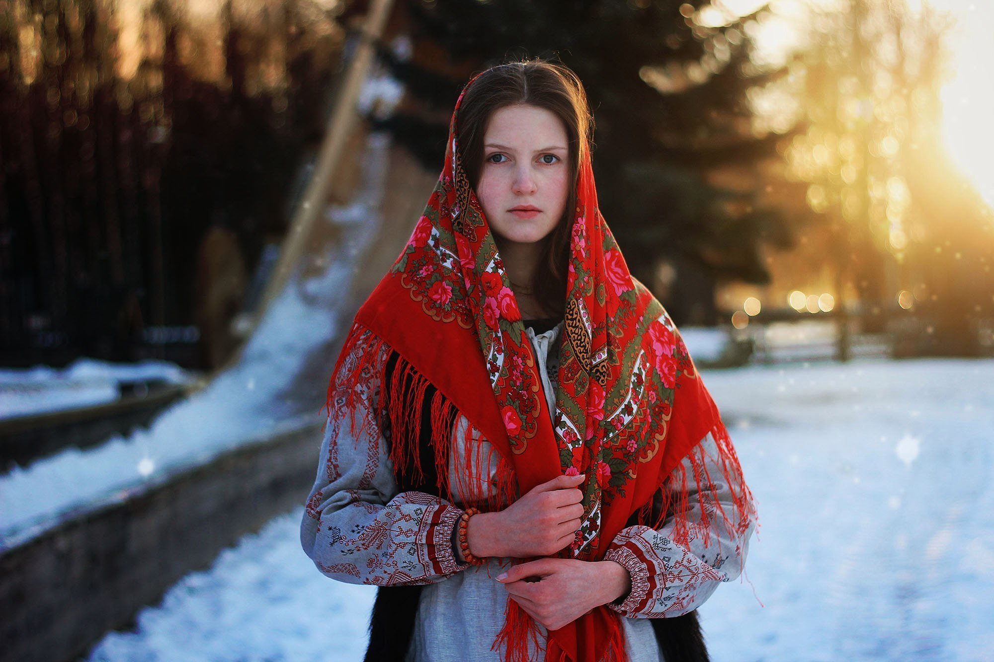 Girls in Slavic costumes in Ribeiran-Pretu